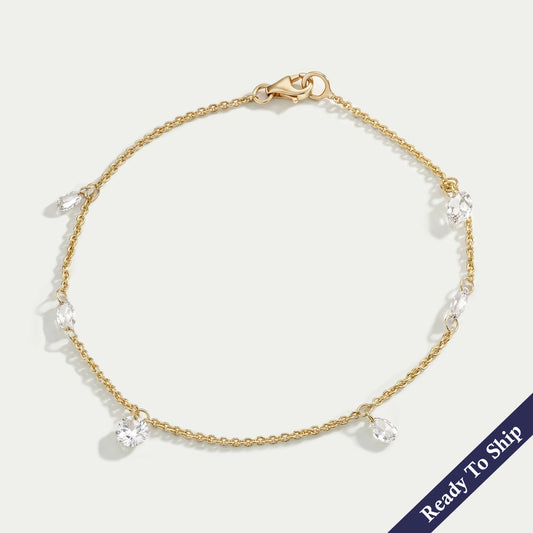 Rose Cut Lab Diamond Station Chain Bracelet Bracelet