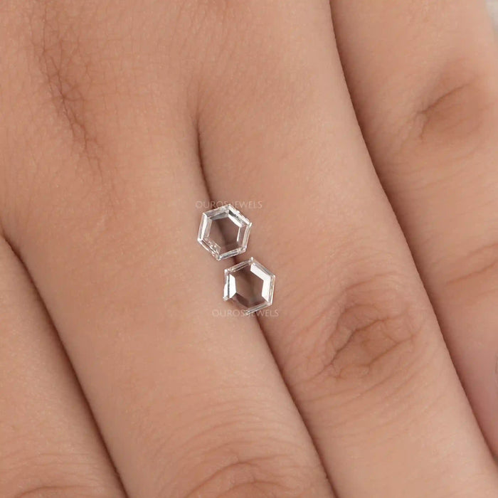 Rose Cut Hexagon Shape Lab Grown Diamond Pair Loose