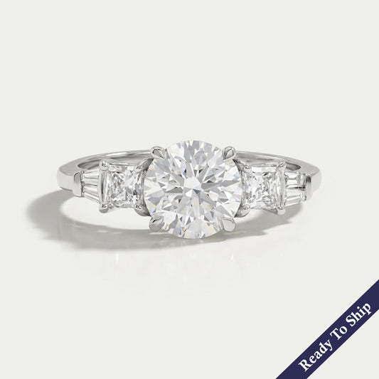 Round And Princess Diamond Seven Stone Engagement Ring Rings
