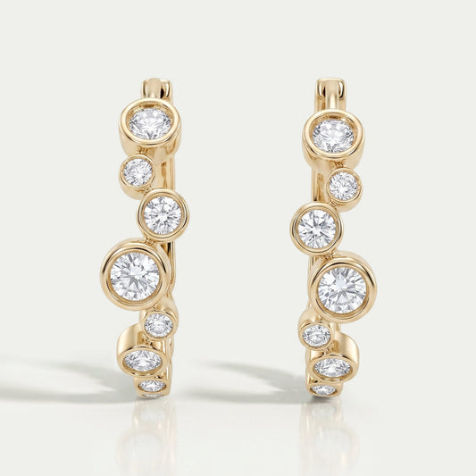 Round Lab Diamond Bezel Set Hoop Earrings Earring