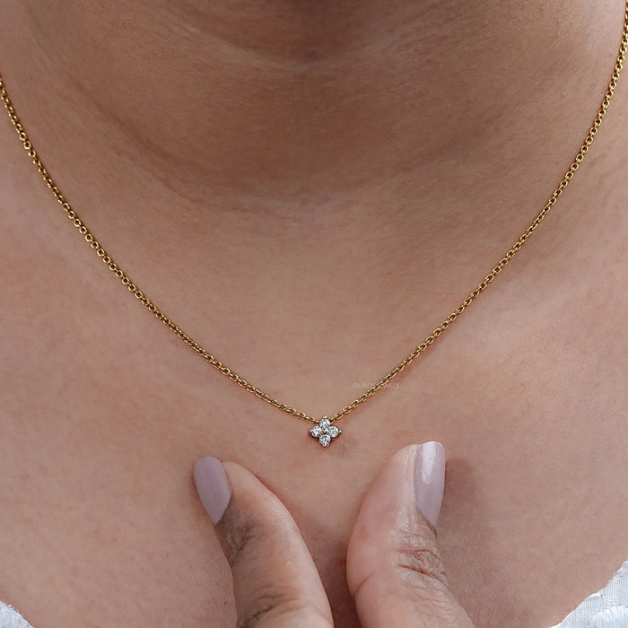 Four Stone Round Cut Lab Diamond Pendant Necklaces