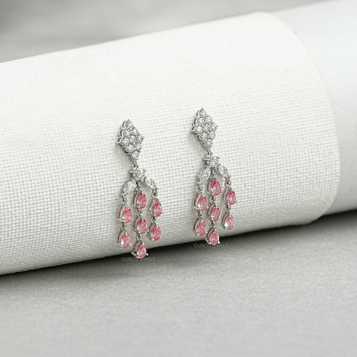Fancy Pink Pear Chandelier Earrings Earrings