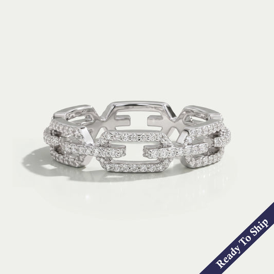 Round Cut Chain Link Wedding Ring