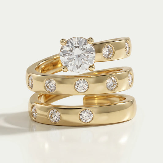 Round Lab Diamond Spiral Wedding Band Rings