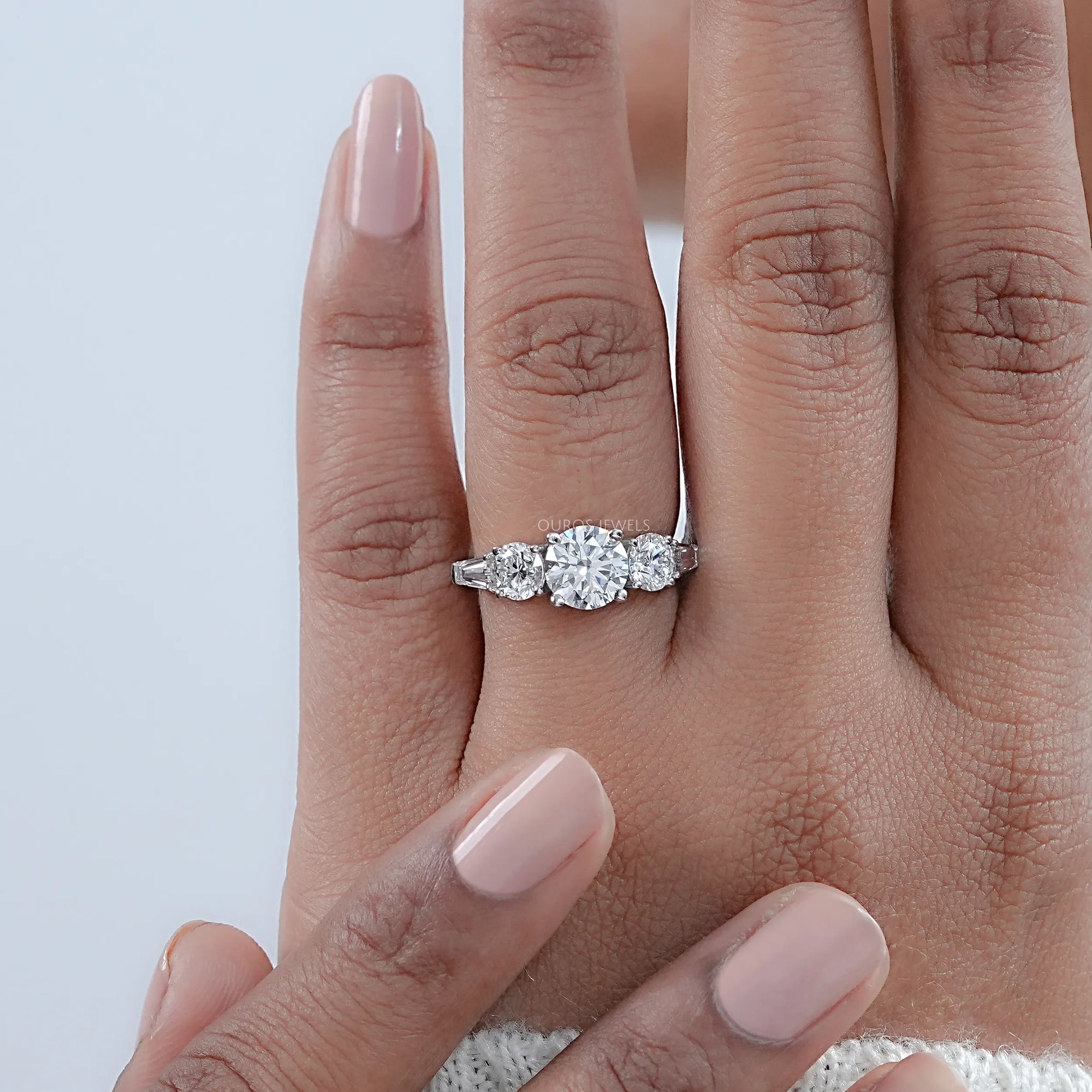 Five Stone Round Lab Diamond Engagement Ring
