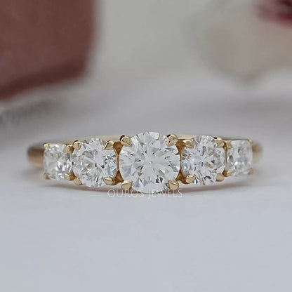 Cushion And Round Diamond Five Stone Engagement Ring Ring