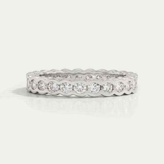 Round Shape Lab Diamond Half Bezel Set Band