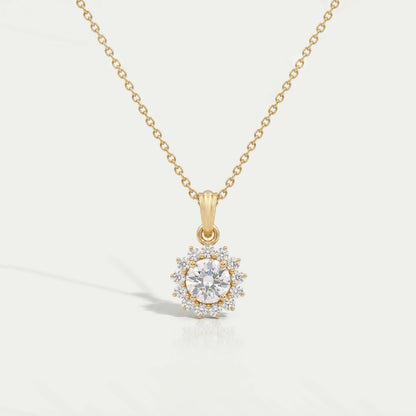 Prong Set Round Cut Halo Lab Diamond Pendant Necklaces