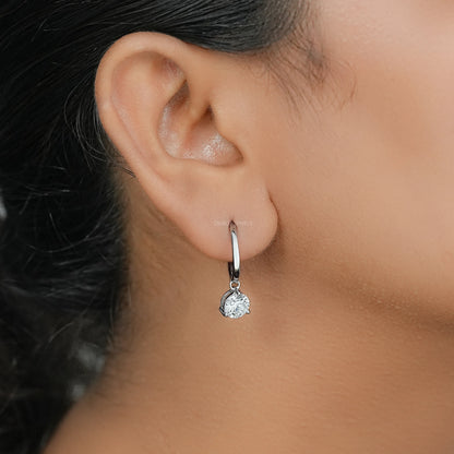 Round Lab Diamond Dangle Hoop Earrings