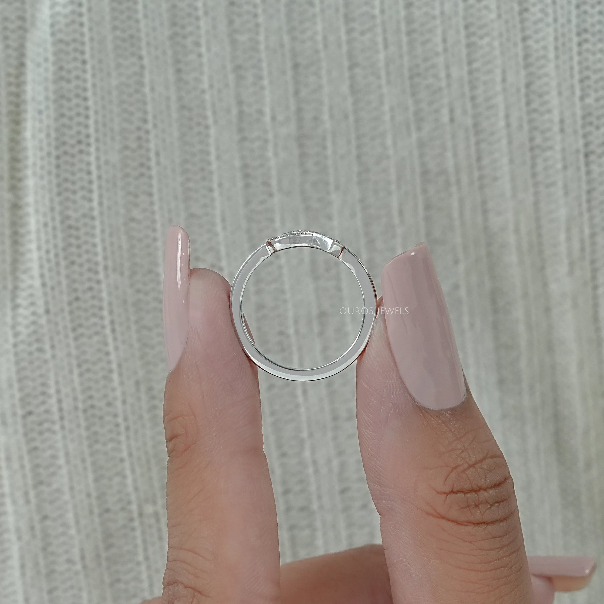 Round Pink Gemstone Cancer Ribbon Accent Ring Ring