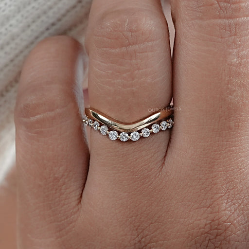 Round Lab Diamond Double Wave Curved Band Rings