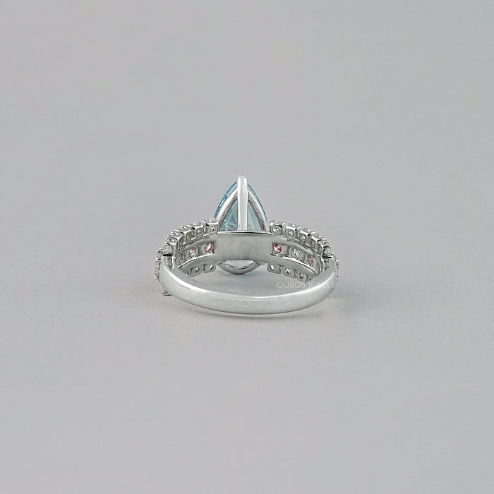 Fancy Blue Pear Lab Diamond Accent Cocktail Ring Ring