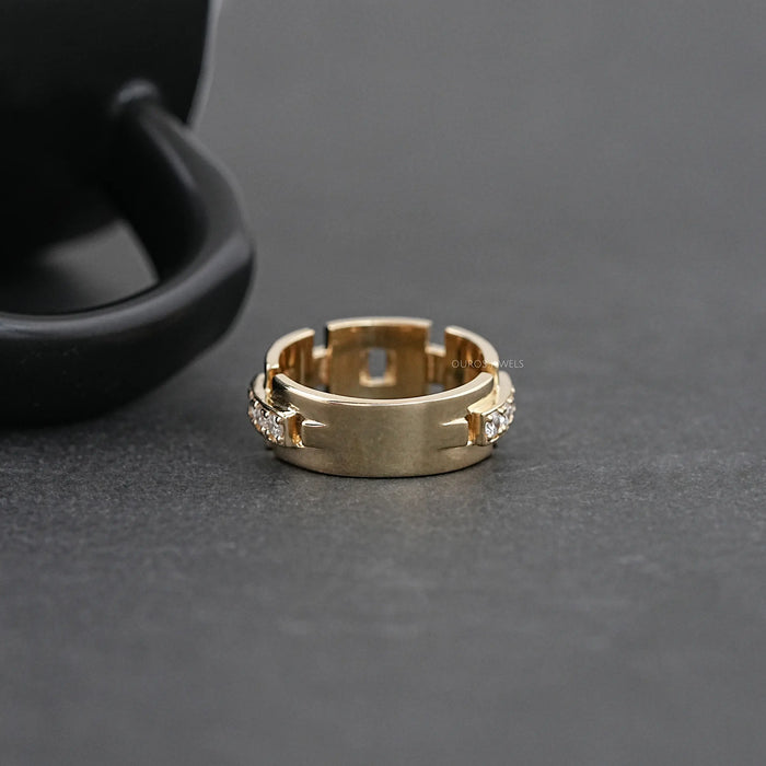 Yellow Gold Round Cut Lab Diamond Wedding Band Ring