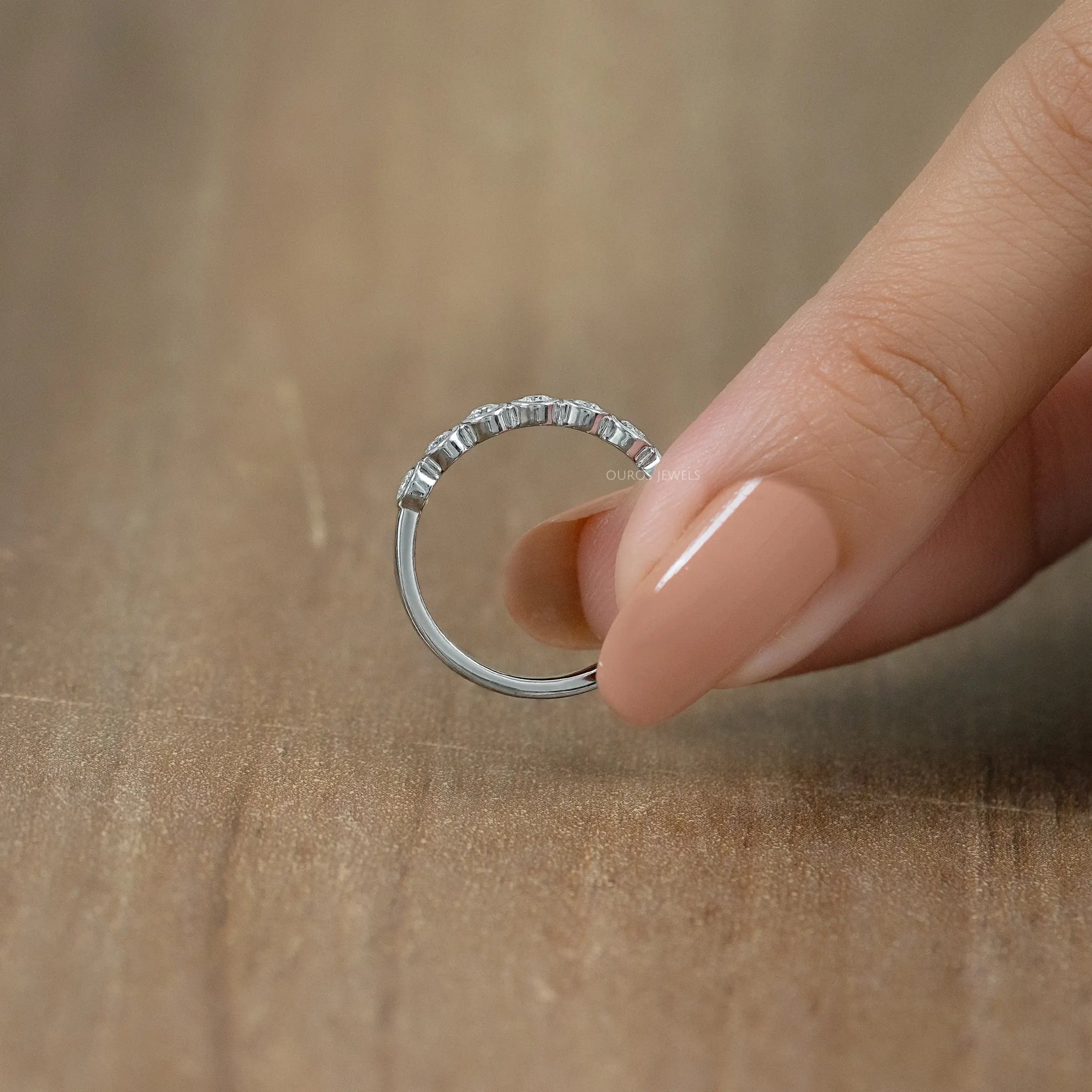 Round Diamond Bezel Set Half Eternity Band