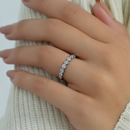 Round Diamond Bezel Set Half Eternity Band