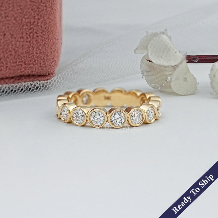 Round Lab Diamond Bezel Set Eternity Band