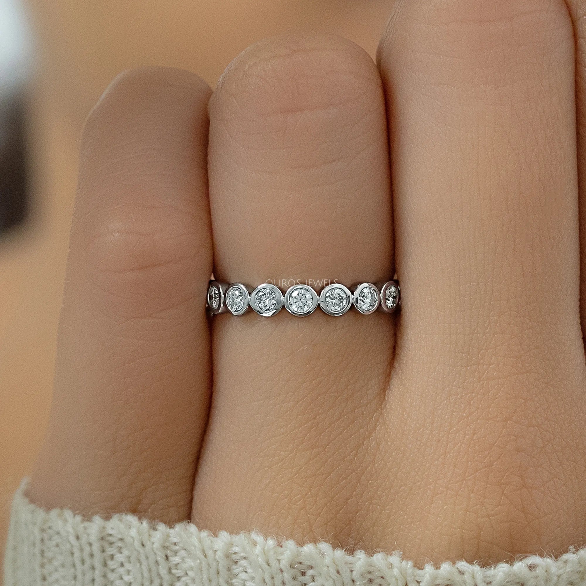 Round Diamond Bezel Set Half Eternity Band