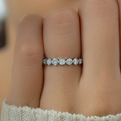 Round Diamond Bezel Set Half Eternity Band
