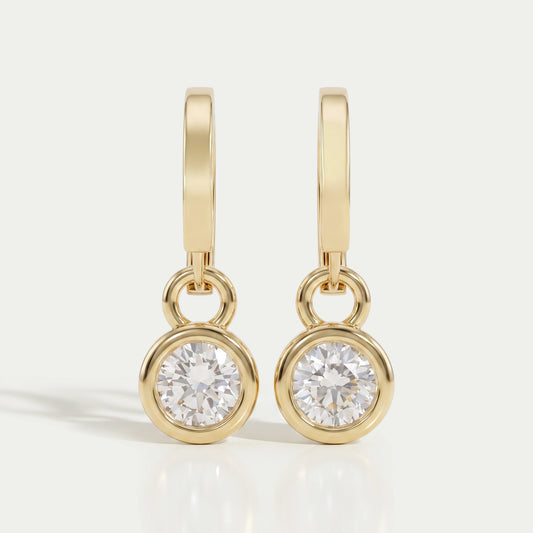 Round Diamond Bezel Set Hoop Earrings