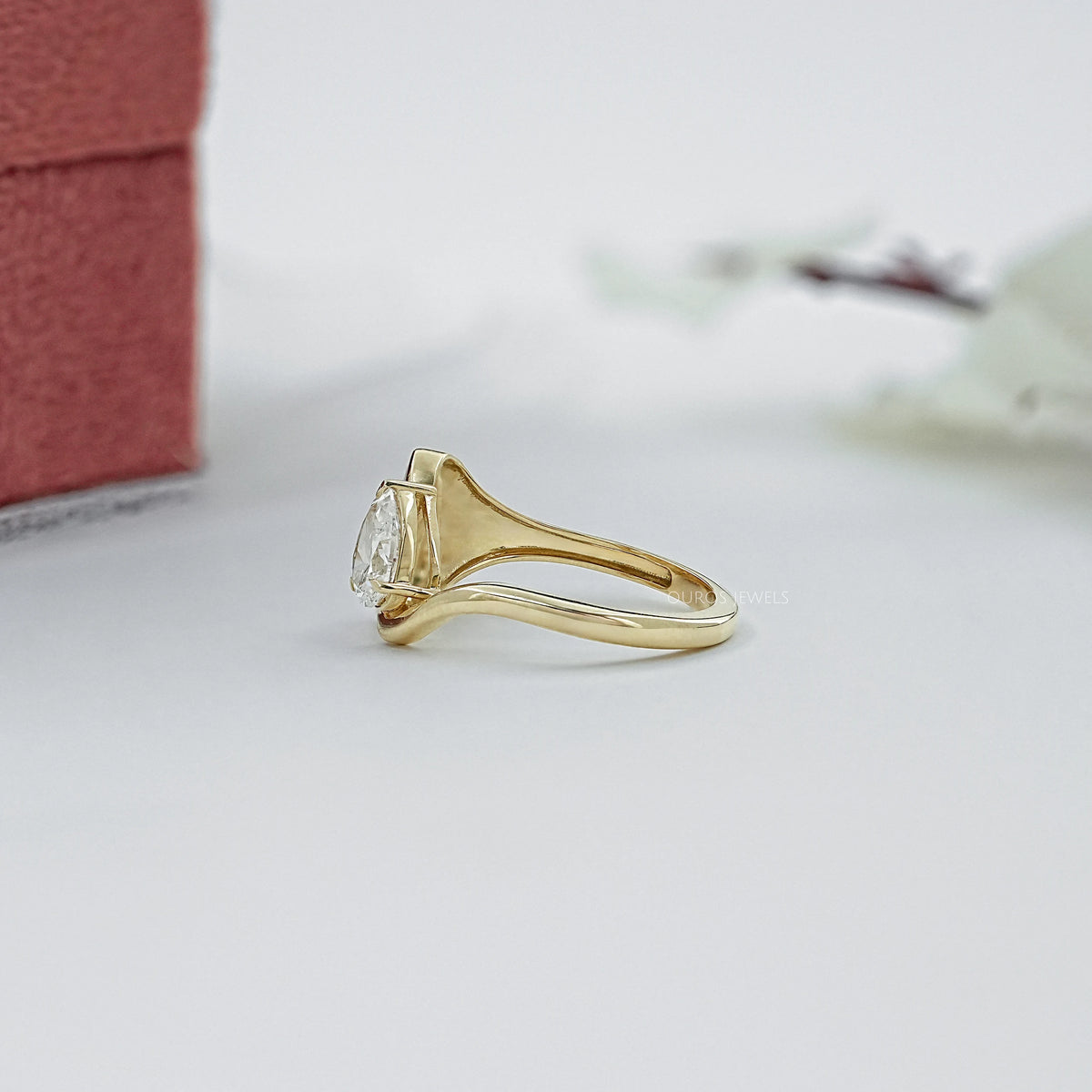 Pear And Pave Signet Set Bypass Ring