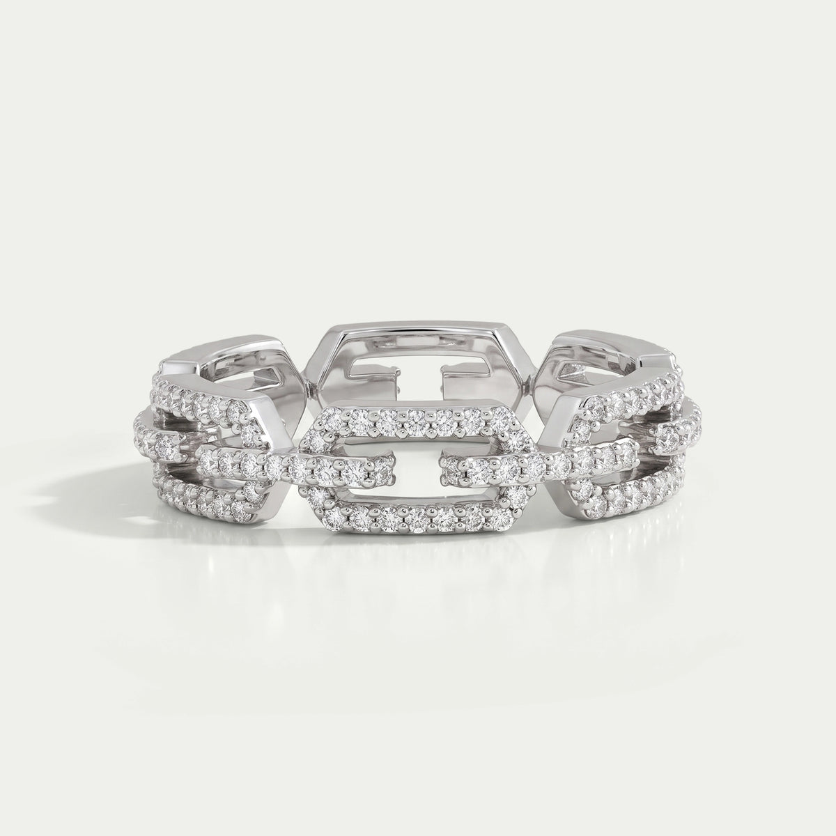 Round Cut Lab Diamond Chain Link Wedding Ring Rings