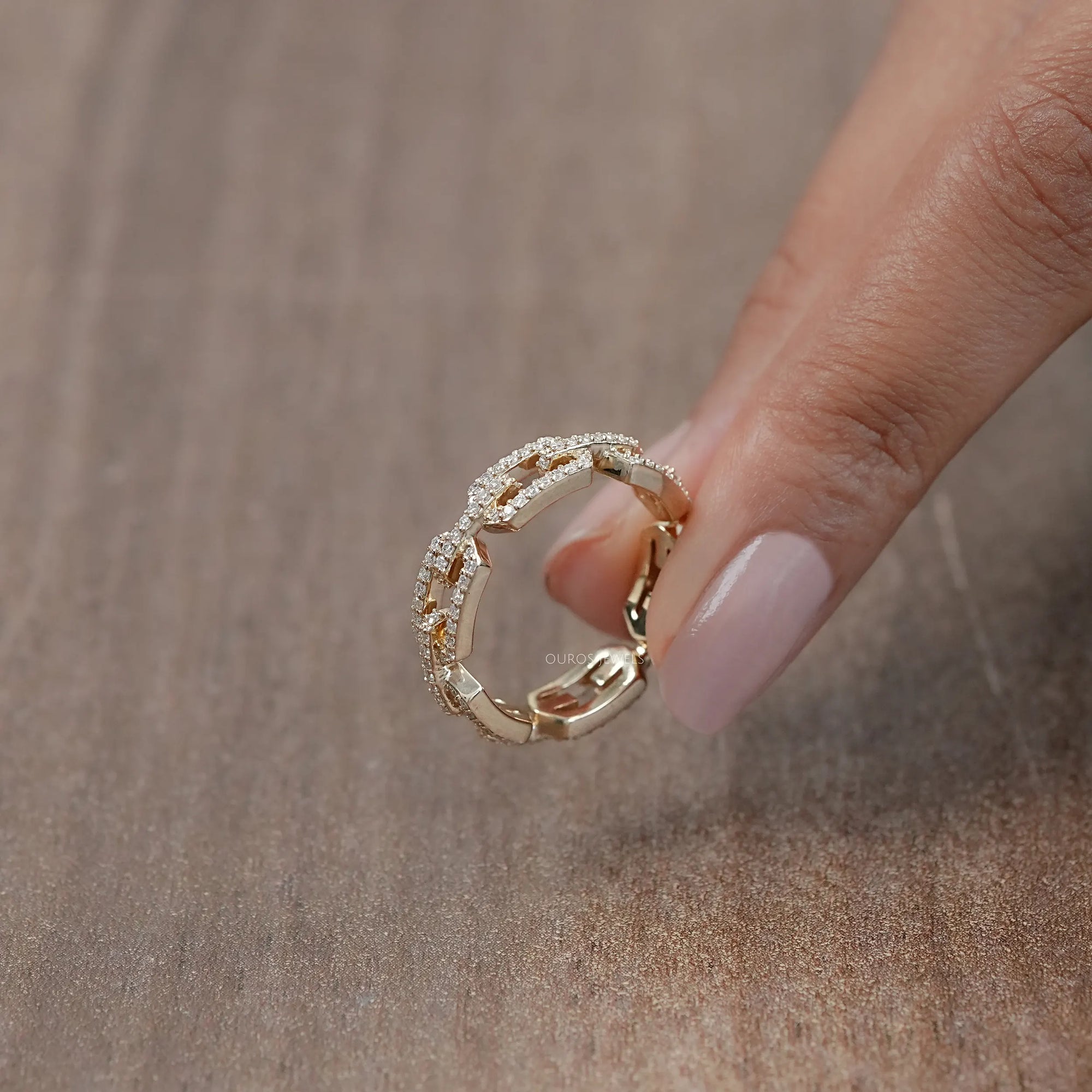 Round Cut Lab Diamond Chain Link Wedding Ring Rings