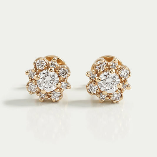 Round Lab Grown Cluster Diamond Studs Earring