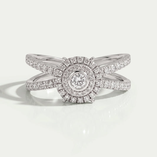 Round Diamond Crossover Ring Rings