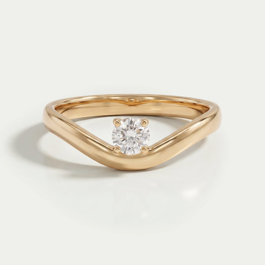 Round Cut Lab Grown Diamond Curved Solitaire Ring Rings