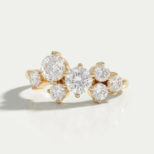 Round Lab Diamond Cluster Dainty Wedding Ring Rings