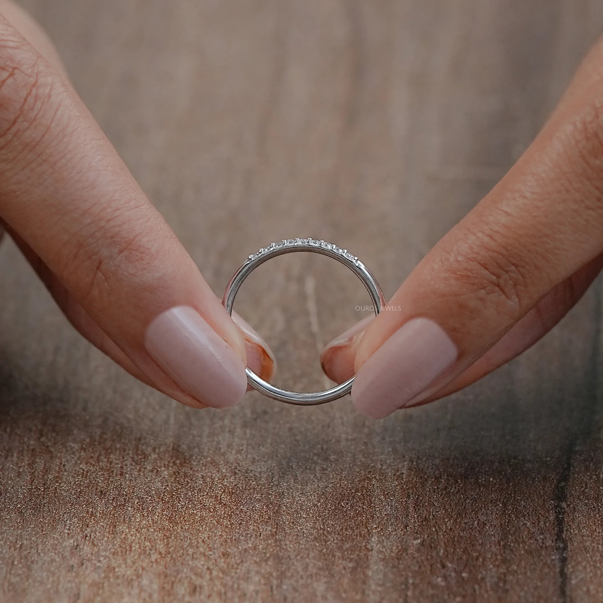 Round Lab Diamond Pave Set Wedding Band Rings