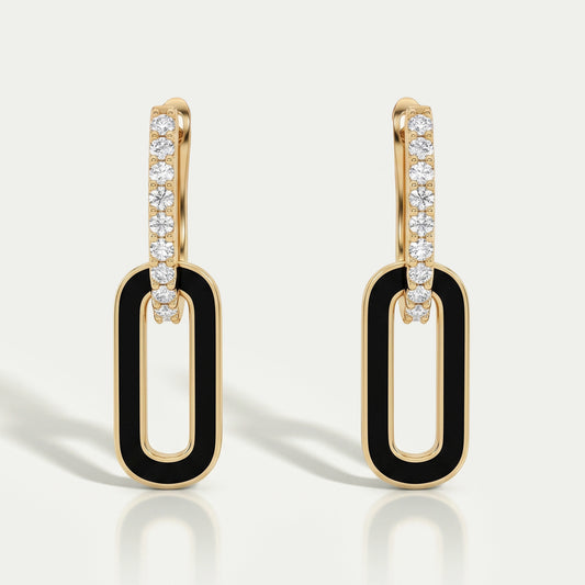 Round Cut Lab Diamond Double Hoop Link Earrings