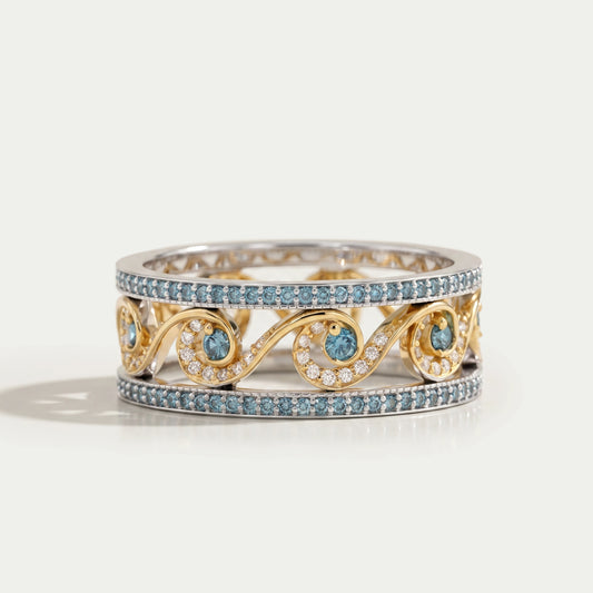 Round Diamond Double Row Micro Hollow Ring Rings