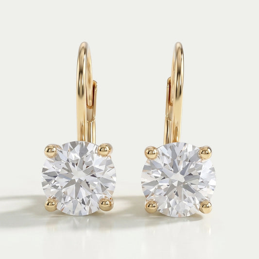 Round Diamond Solitaire Drop Earrings