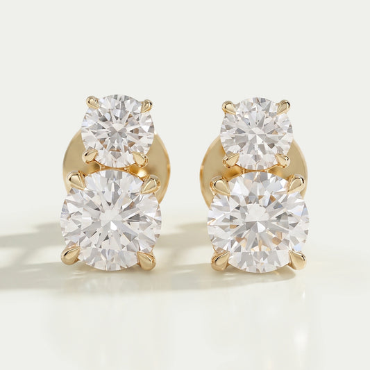 Round Lab Diamond Dual Stud Earrings Earrings