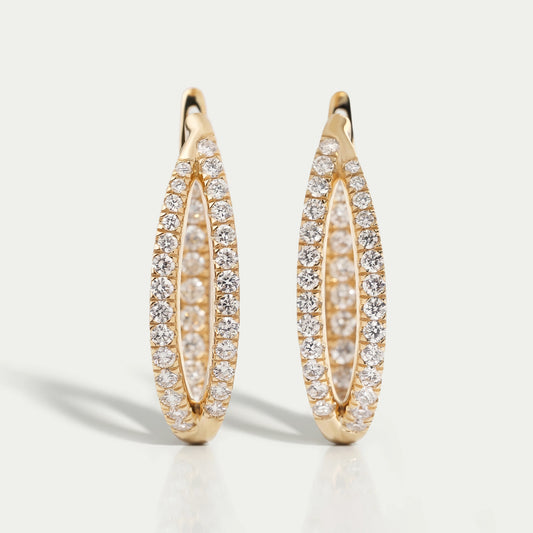 Round Cut Pave Set Duo Diamond Hoop Earrings Earring
