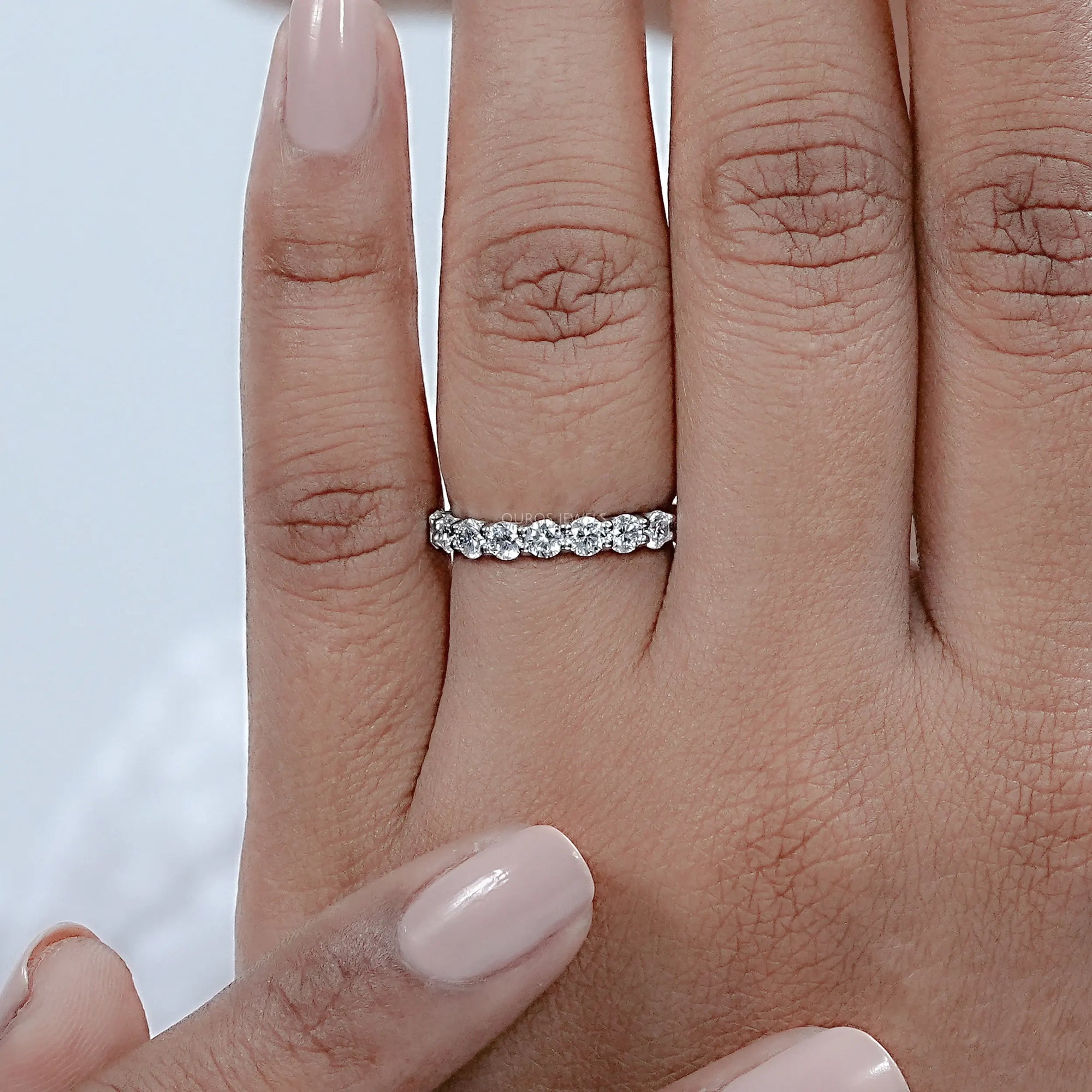 Round Lab Grown Diamond Eternity Wedding Band Ring