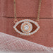 Round Cut Lab Diamond Evil Eye Pendant Necklaces