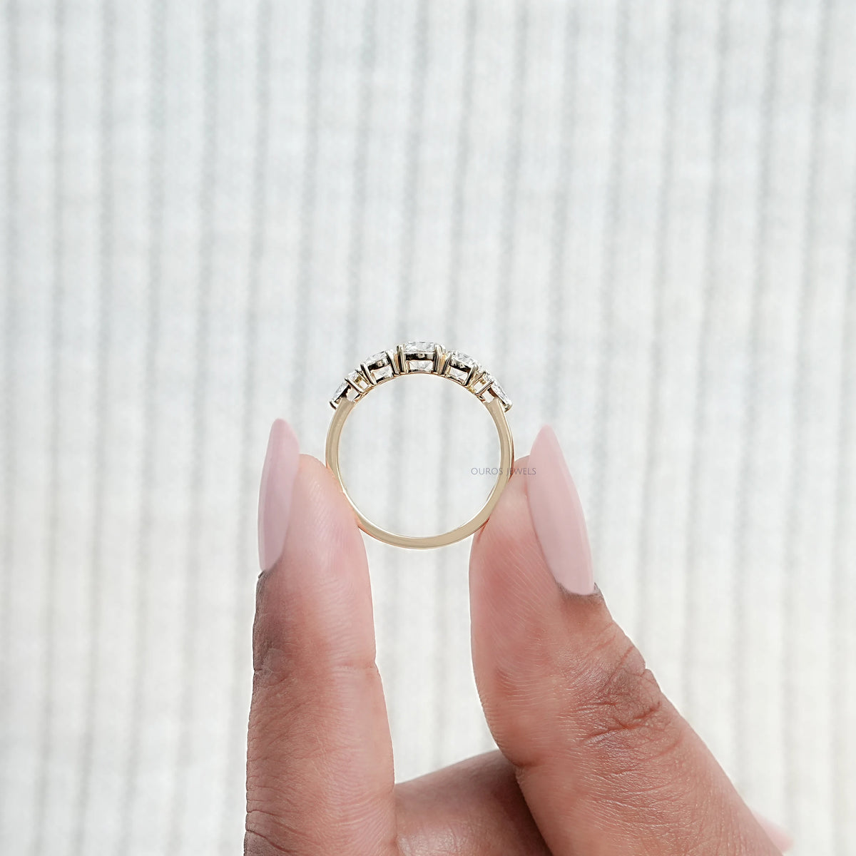 Five Stone Round And Kite Lab Diamond Engagement Ring