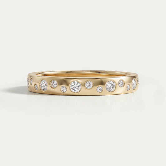 Round Lab Diamond Flush Set Wedding Band