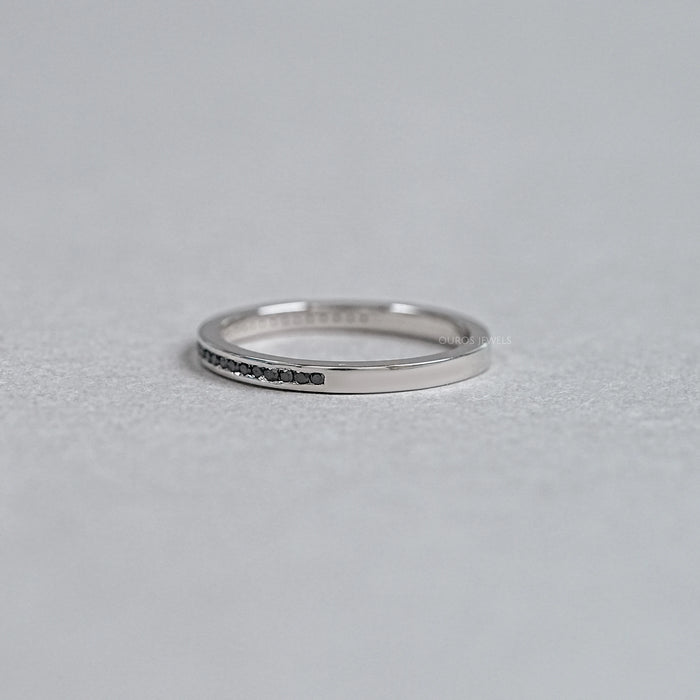 Black Round Lab Diamond channel Set Half Eternity Ring Rings