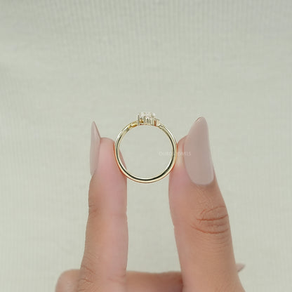Marquise Lab Diamond Half Halo Bypass Ring