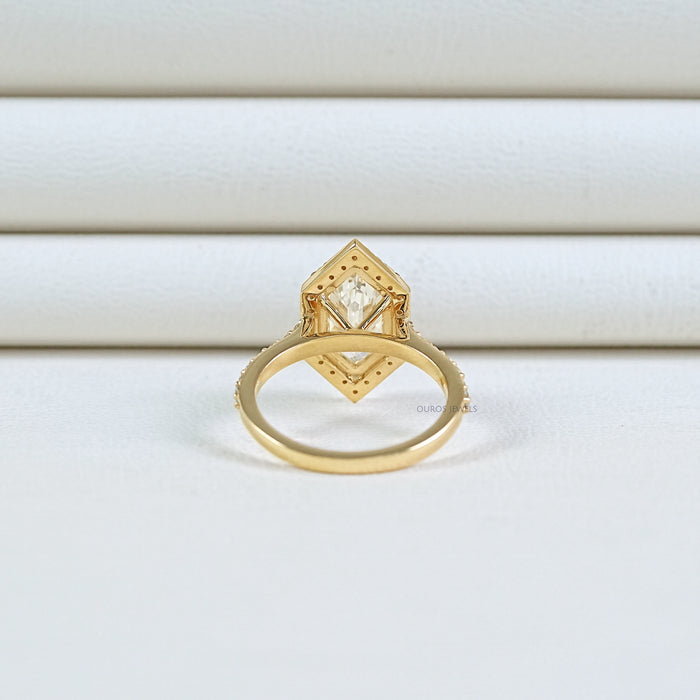 Step Cut Dutch Marquise Diamond Halo Accent Ring Ring