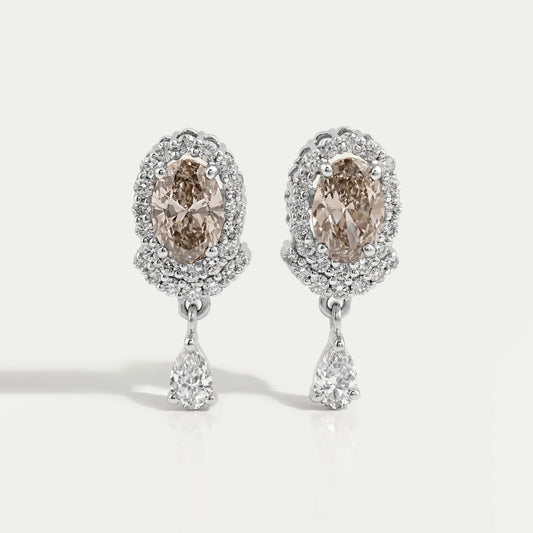 Olive Oval Cut Lab Diamond Drop Earrings