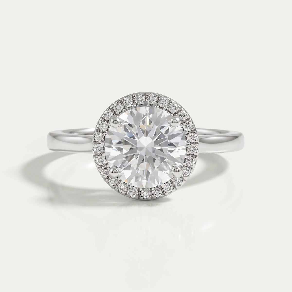 Round Brilliant Cut Halo Diamond Solitaire Engagement Ring Ring
