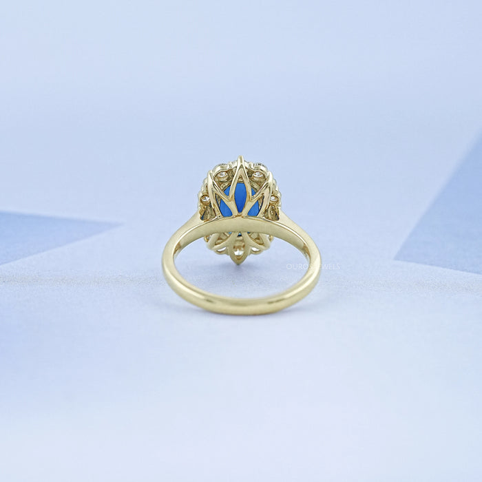 Sapphire Oval Gemstone Halo Engagement Ring Ring