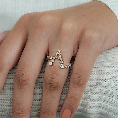 Bubble Round Lab Diamond Initial Ring Ring