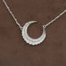 Round Cut Lab Diamond Crescent Moon Pendant Necklaces