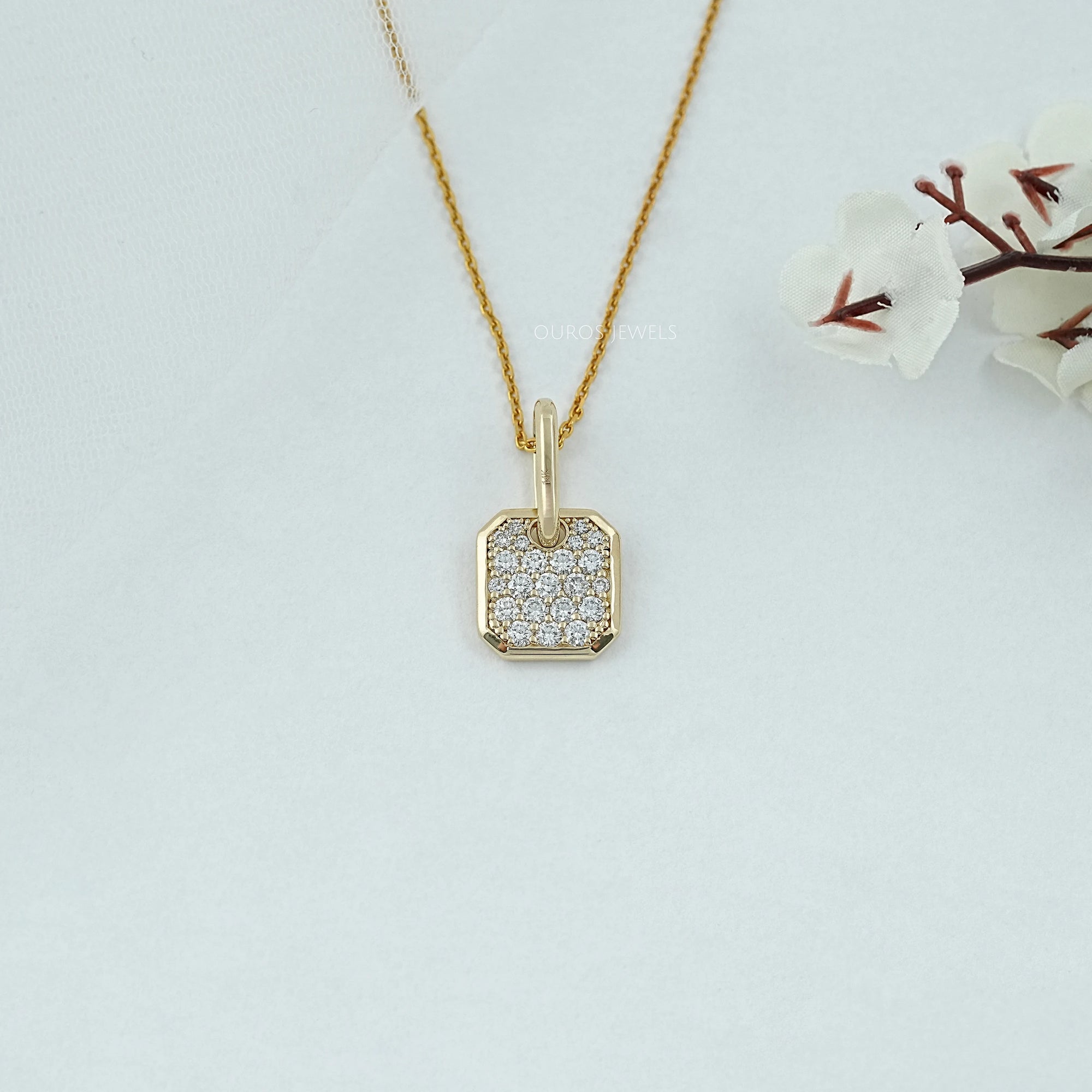 Octagon Shape Lab Diamond Pave Set Pendant