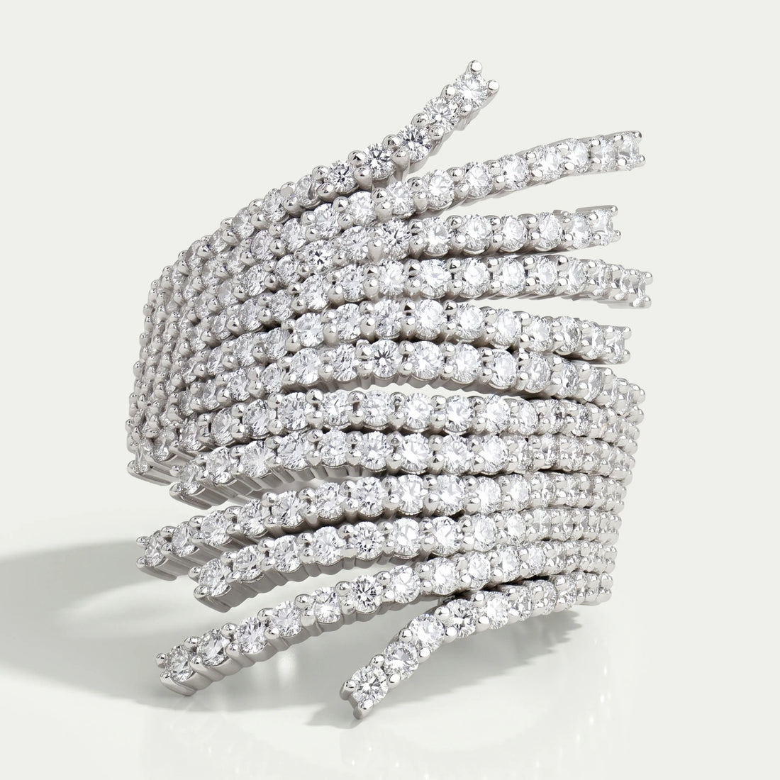 Round Cut Row Bypass Engagement Ring